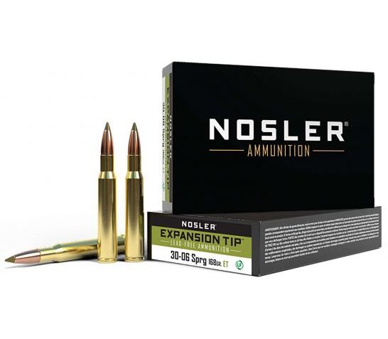 Nosler 30-06 Springfield 168 grain E-Tip Lead-Free Rifle Ammo, 20/Box – 40036