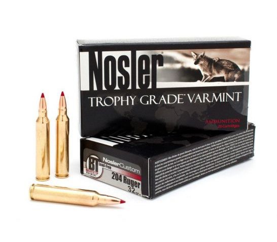 Nosler Trophy Grade Varmint 204 Ruger 32 grain Ballistic Tip Lead-Free Rifle Ammo, 20/Box – 60089