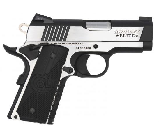 Colt Combat Elite Defender 45 ACP 7+1 Pistol, 2-Tone PVD (Stainless Steel and Black) – O7080CE