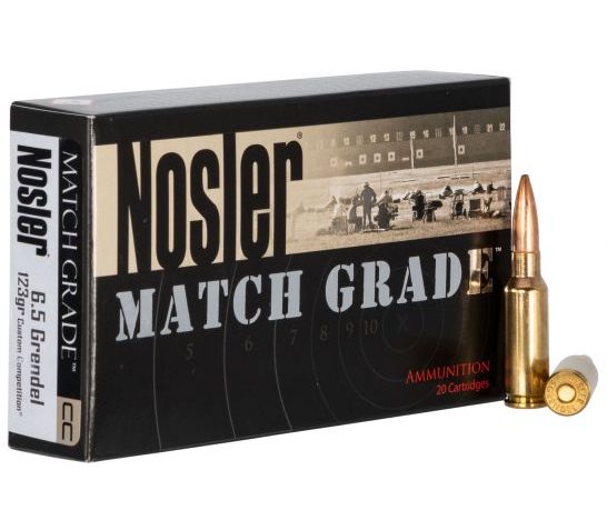 Nosler Match Grade 6.5 Grendel 123 grain Custom Competition Rifle Ammo, 20/Box – 44501