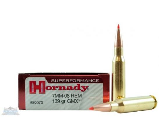 Hornady 7mm-08 Rem 139gr GMX Superformance Ammunition 20rds – 80576