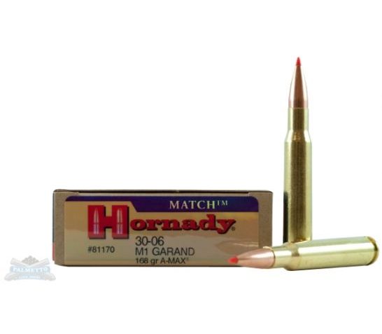 Hornady 30-06 M1 Garand 168gr A-MAX Match Ammunition 20rds – 81170