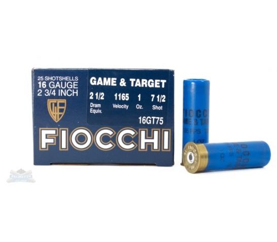 Fiocchi 16ga 2.75" 1oz #7.5 Game Load Shotshell Ammunition 25rds – 16GT75