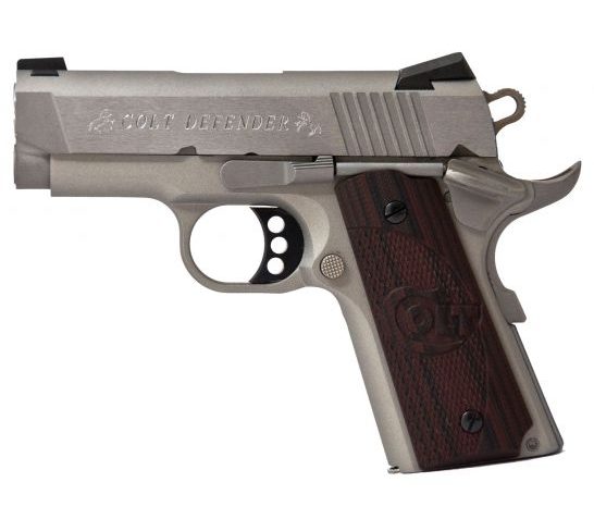 Colt Defender 45 ACP 7+1 Semi Auto Hammer Fired Pistol, Brushed Stainless – O7000XE