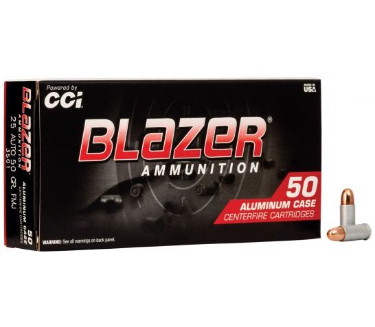 CCI Blazer 25 Auto/ACP 50gr FMJ Aluminum Cased Ammunition 50rds – 3501