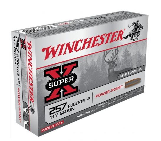 Winchester Super-X 257 Roberts+P 117gr Power Point Ammo 20rds/Box – X257P3