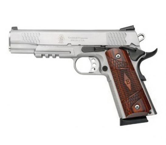 Smith & Wesson SW1911TA E-Series Tactical Accessory Rail .45 ACP Pistol, Matte Silver – 108411