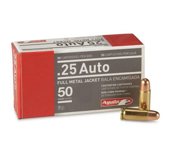 Aguila .25 ACP Auto 50gr FMJ 50 Rounds Ammunition