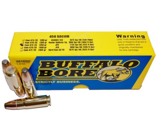 Buffalo Bore .458 Socom 350 gr JFN 20 Rounds Ammunition – 47C/20