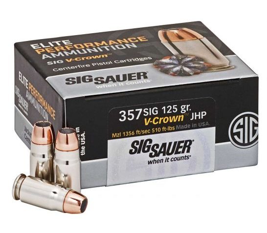 Sig Sauer 357 SIG 125GR V-Crown JHP Ammunition, 50 rounds – E357S1-50
