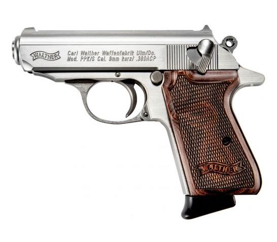 Walther PPK/S Stainless .380 ACP 3.35" Barrel 7-Rounds Walnut Grips
