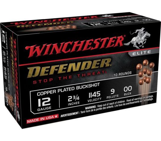 Winchester Defender 12 Gauge 2-3/4" 00 Buck Shot Shotshell, 10/Box – SB1200PD