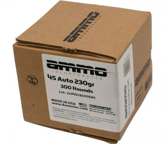 Ammo Inc 45 ACP Ammo 230 Grain TMC 300rd Range Pack – 45230TMC-B300