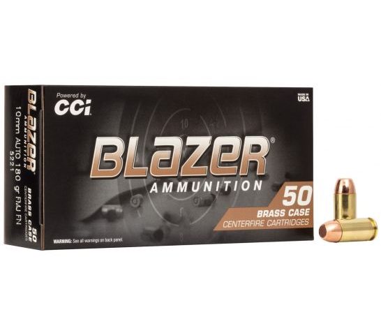 CCI Blazer Brass 180 gr FMJFN 10mm Ammo, 50/box – 5221
