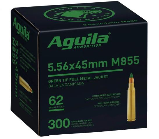 Aguila 5.56 Ammo 62 Grain Green Tip FMJ, 300 rds – 1E556125