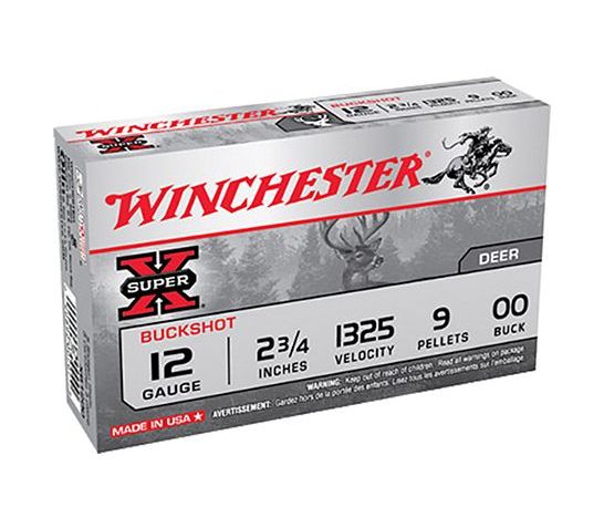 Winchester 12ga 2.75" 9 Pellet 00 Buck Shotshell Ammunition 5rds – XB1200