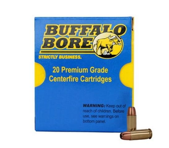 Buffalo Bore 38 Super +P 147 grain Jacketed Hollow Point Pistol and Handgun Ammo, 20/Box – 33E/20