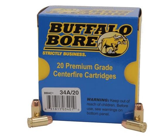 Buffalo Bore 9×18 Makarov +P 95 grain Jacketed Hollow Point Pistol and Handgun Ammo, 20/Box – 34A/20