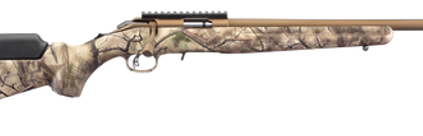 Ruger American Rimfire Standard 22WMR, 18" Threaded Barrel, Bronze, Camo, 9rd