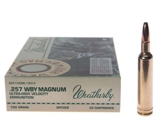 Weatherby Select Plus 100 gr Spire Point .257 Mag Rifle Ammo, 20/box – H257100SP
