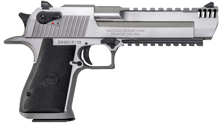 Magnum Research Desert Eagle Mark XIX .50 AE Pistol w/ Integral Muzzle Brake, Brushed Stainless Steel – DE50SRMB