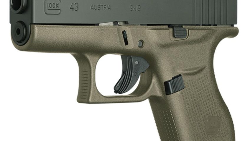 Glock 43, 9mm, 3.39" Barrel, 6rd, Fixed Sights, OD Green