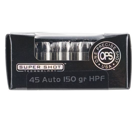 Ammo Inc OPS (One Precise Shot) 150 gr Hollow Point Frangible .45 ACP Ammo, 20/box – 45150HPF