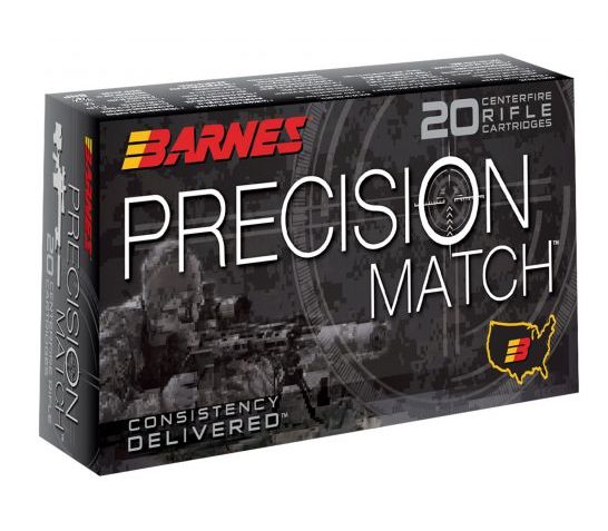 Barnes Bullets Precision 300 gr Open Tip Match Boat Tail .338 Lapua Mag Ammo, 20/box – 30728