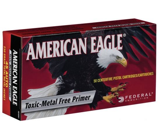 Federal American Eagle Indoor Range Training 230 gr Full Metal Jacket .45 ACP Ammo, 50/box – AE45N1