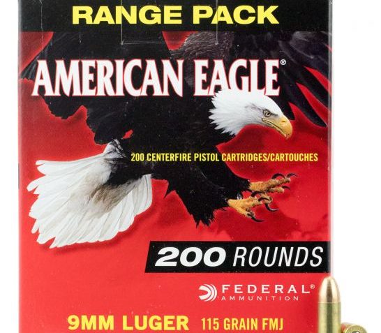 Federal American Eagle 115 gr Full Metal Jacket 9mm Ammo, 200/box – AE9DP200