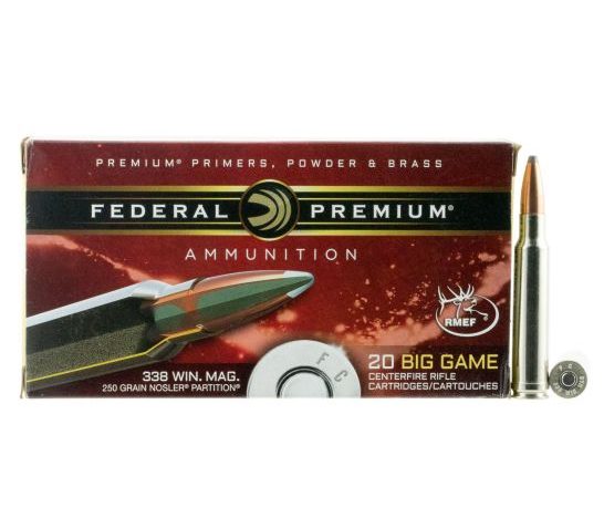 Federal Premium 250 gr Nosler Partition .338 Win Mag Ammo, 20/box – P338B2