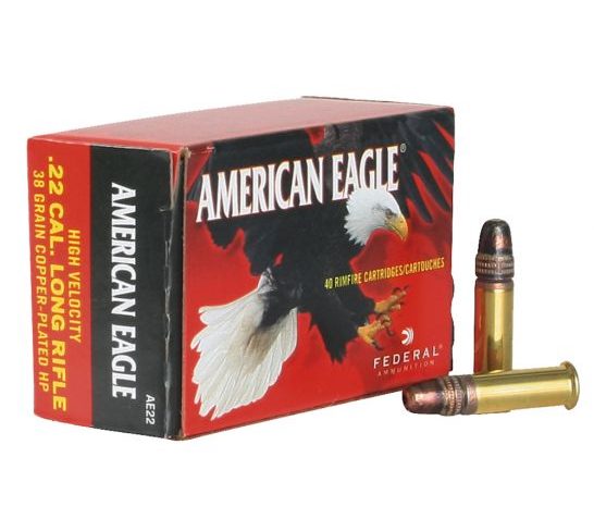 Federal American Eagle 38 gr Jacketed Hollow Point .22lr Ammo, 40/box – AE 22