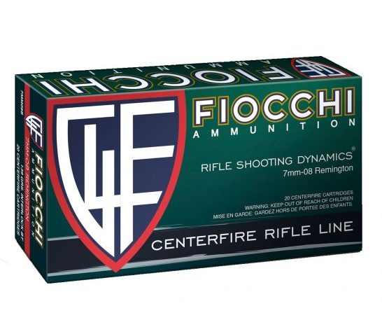 Fiocchi Rifle Shooting Dynamics 139 gr Boat Tail Soft Point Interlock 7mm-08 Rem Ammo, 20/box – 7MM08B