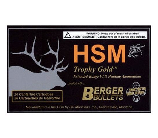 HSM Ammunition Trophy Gold 168 gr Match Hunting Very Low Drag .300 Win Mag Ammo, 20/box – BER-300WM168VLD
