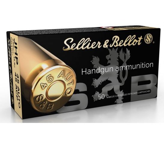 Sellier & Bellot 230 gr Jacketed Hollow Point .45 ACP Ammo, 50/box – SB45C