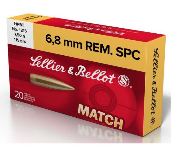 Sellier & Bellot 115 gr Hollow Point Boat Tail 6.8mm SPC Ammo, 20/box – SB68D