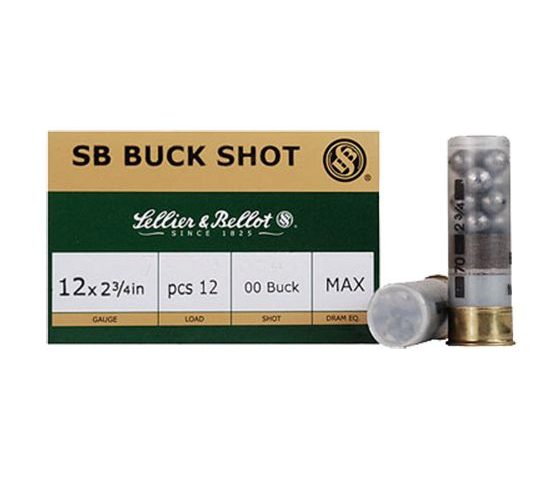 Sellier & Bellot 2.75" 12 Gauge Ammo 00 Buck 12 Pellets, 10/box – SB12BSE