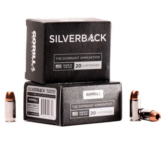 Gorilla Ammunition Silverback 230 gr Solid Copper Hollow Point .45 ACP Ammo, 20/box – SB45230SD