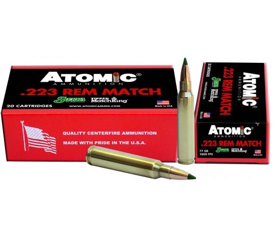 Atomic Ammunition Match Tactical Law Enforcement 77 gr Tipped MatchKing .223 Rem/5.56 Ammo, 20/box – 459