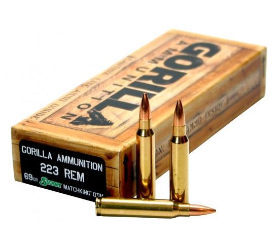 Gorilla Ammunition 69 gr Sierra MatchKing .223 Rem Ammo, 20/box – GA22369SMK