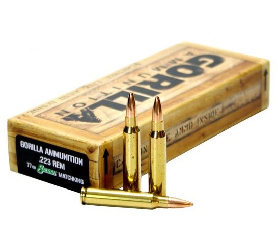 Gorilla Ammunition 77 gr Sierra MatchKing .223 Rem Ammo, 20/box – GA22377SMK