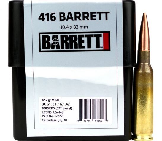 Barrett Firearms 452 gr Cutting Edge MTAC .416 Barrett Ammo, 10/box – 17222