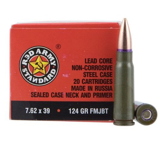 Century Arms Red Army Standard 124 gr Full Metal Jacket Boat Tail 7.62x39mm Ammo, 1000 Rounds – AM2423