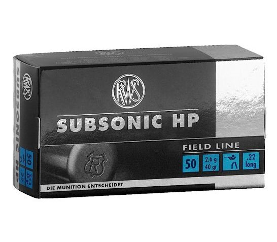 RWS Rottweil Subsonic HP 40 gr Hollow Point .22lr Ammo, 50/pack – 2132664