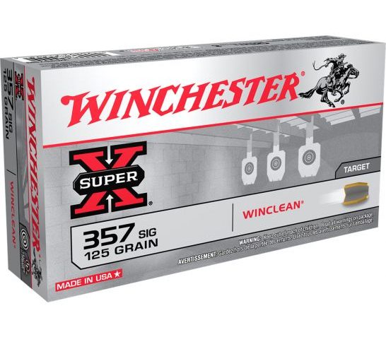 Winchester Ammunition Super-X 125 gr WinClean (Brass Enclosed Base) .357 Sig Ammo, 50/box – WC357SIG