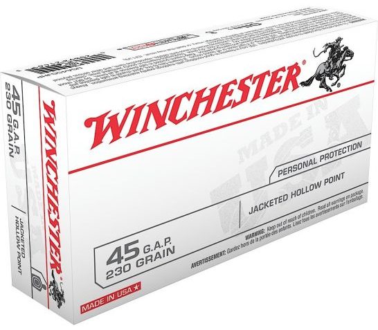Winchester Ammunition USA 230 gr Jacket Hollow Point .45 GAP Ammo, 50/box – USA45GJHP