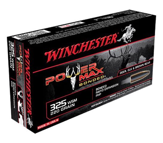 Winchester Ammunition Power Max Bonded 220 gr Rapid Expansion, Protected Hollow Point .325 WSM Ammo, 20/box – X325WSMBP