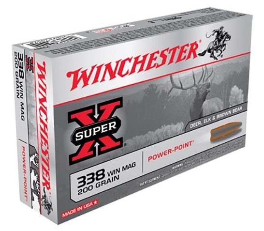 Winchester Ammunition Super-X 200 gr Power-Point .338 Win Mag Ammo, 20/box – X3381