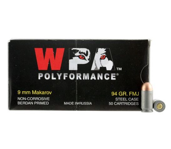 Wolf Performance PolyFormance 94 gr Full Metal Jacket 9x18mm Makarov Ammo, 1000 Rounds – 918FMJ