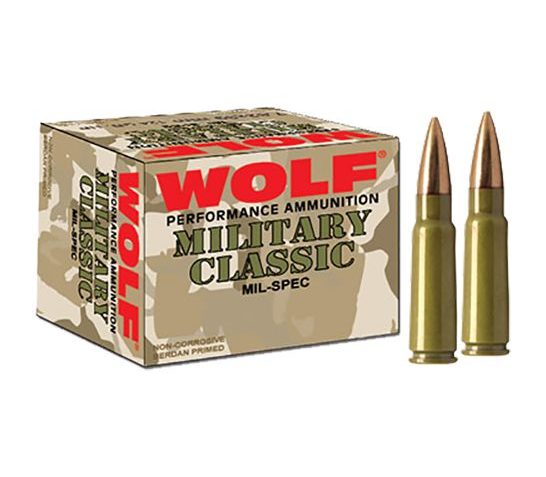 Wolf Performance Military Classic 168 gr Full Metal Jacket .308 Win/7.62 Ammo, 500/case – MC308FMJ168